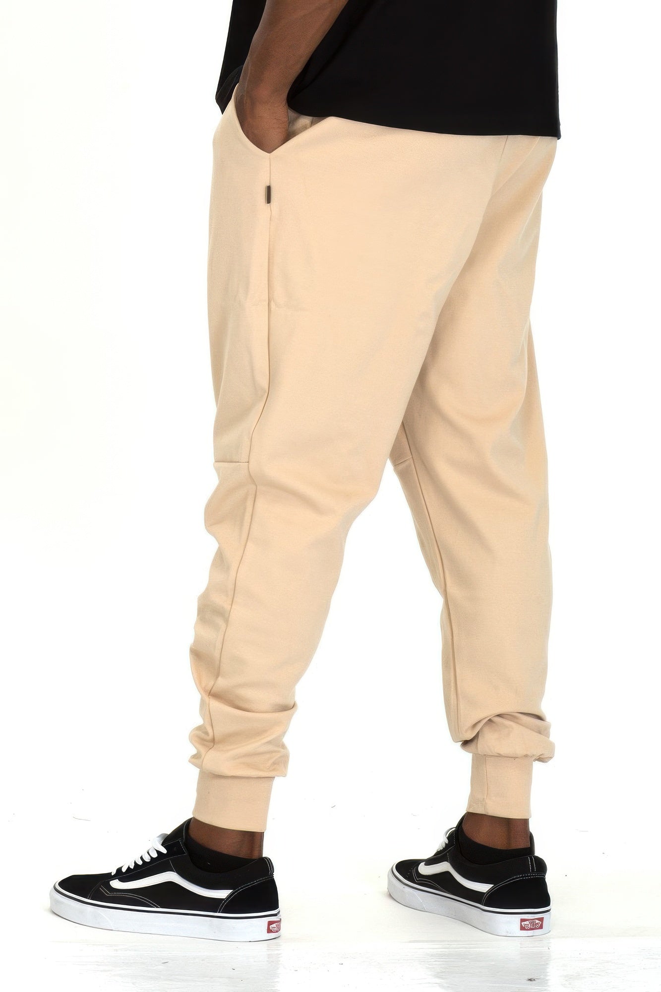 Golden Heir men's khaki active casual jogger pants showing relaxed fit and elastic waistband.