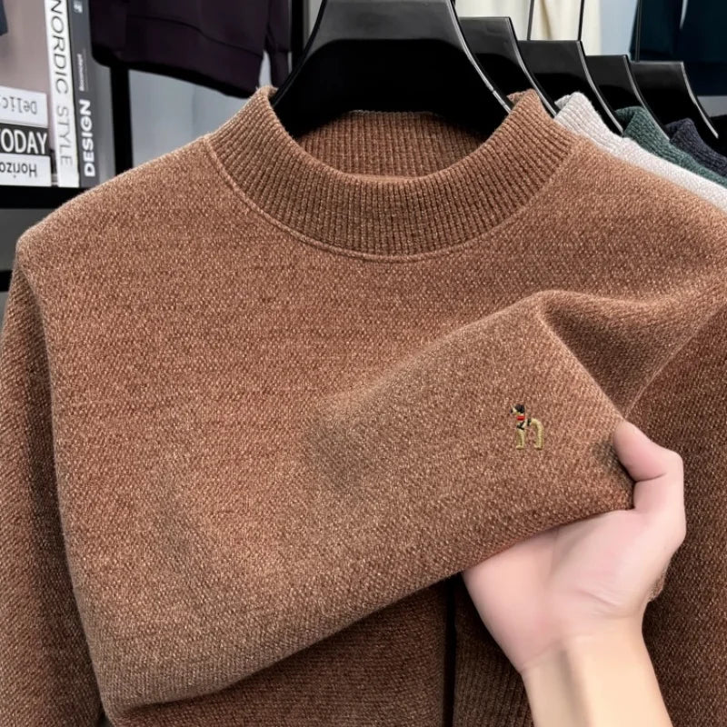 Beige Golden Heir men's long sleeve crewneck top, shown flat with the soft fabric and simple design.