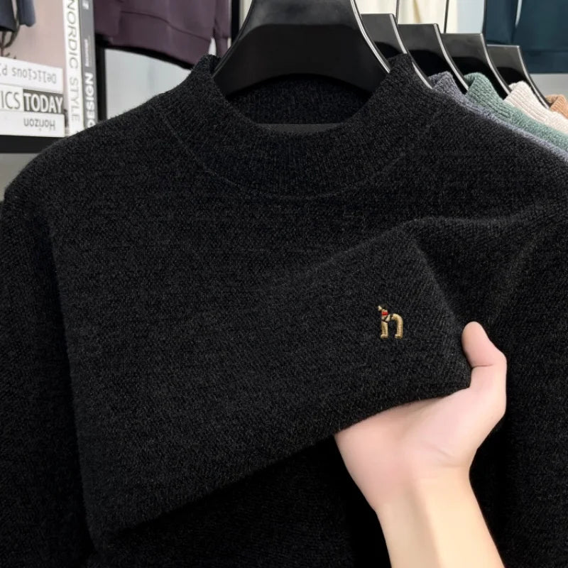 Golden Heir men's beige long sleeve crewneck top, casual style, soft fabric, and comfortable fit for everyday wear.