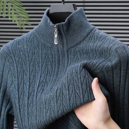 Golden Heir men's semi-high neck long sleeve top in blue, fitted style, suitable for 50-57kg with a modern, casual look.