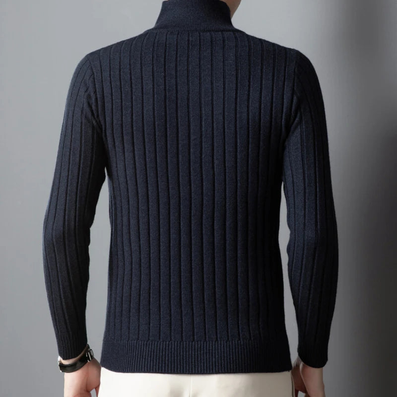 Golden Heir men's semi-high neck long sleeve top in blue, fitted casual shirt for sizes 50-57kg, stylish and comfortable.