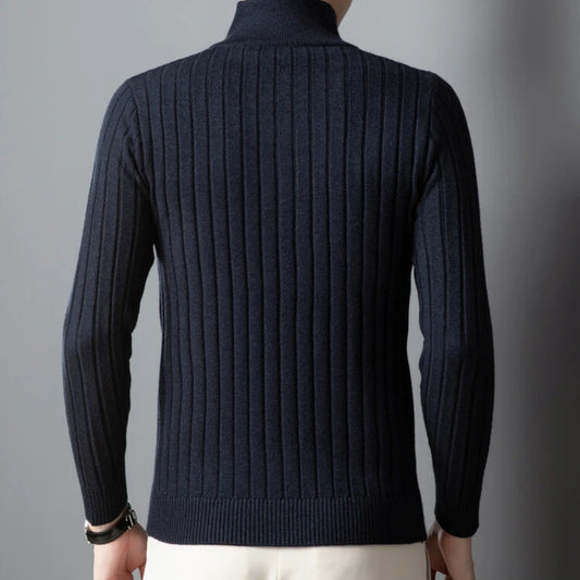 Golden Heir men's semi-high neck long sleeve top in blue, fitted casual shirt for sizes 50-57kg, stylish and comfortable.