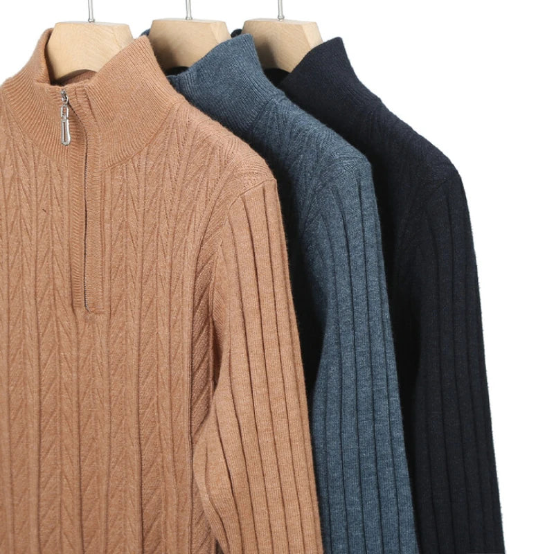 Golden Heir men's semi-high neck long sleeve top in blue, fitted for 50-57kg, showcasing a stylish, comfortable design.