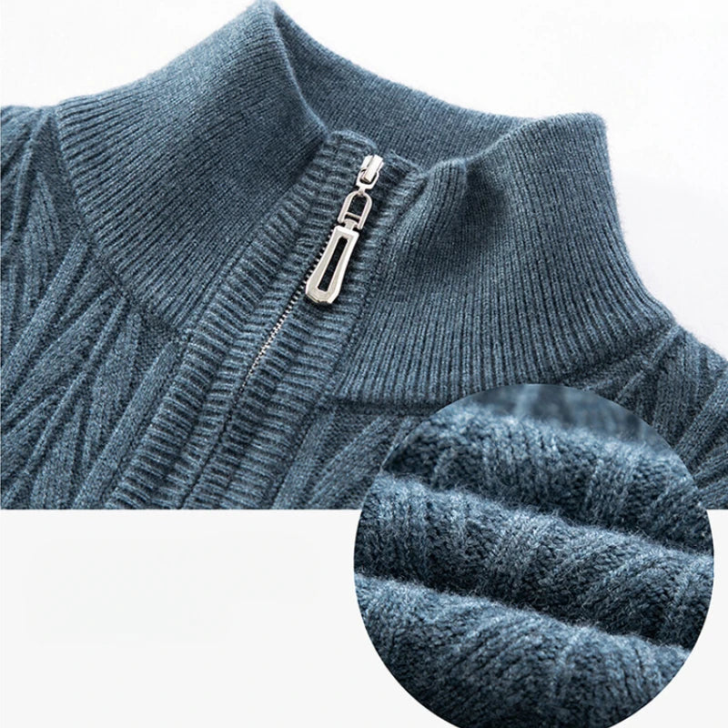 Golden Heir men's semi-high neck long sleeve top in blue, fitted for 50-57kg, stylish and comfortable men's long sleeve shirt.