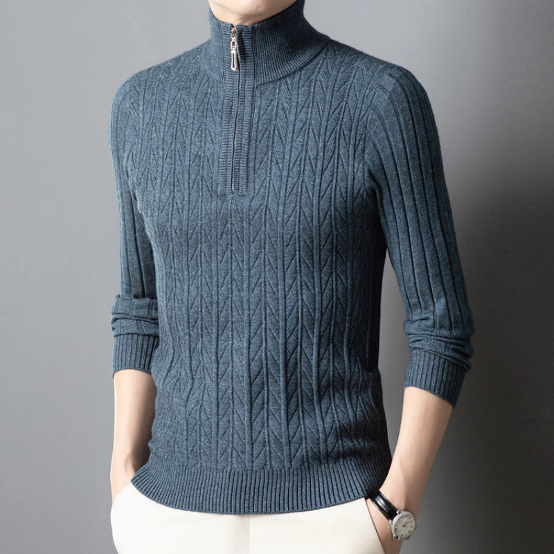 Golden Heir men's semi-high neck long sleeve top in blue, fitted for 50-57kg, showcasing a stylish and comfortable design.