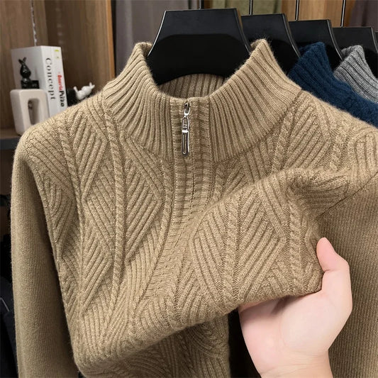 Golden Heir thickened wool crewneck sweater, long sleeve top in dark gray, cozy and warm wool knit for winter wear.