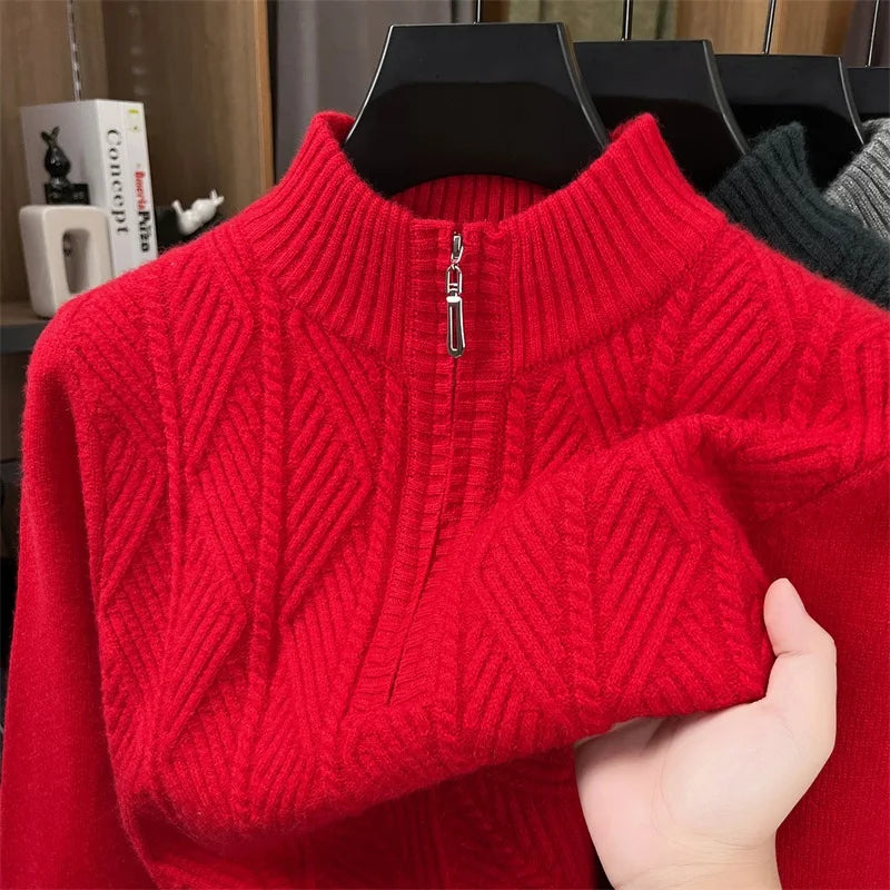 Golden Heir thickened wool crewneck sweater, dark gray long sleeve top with a cozy, warm fit for cold weather.