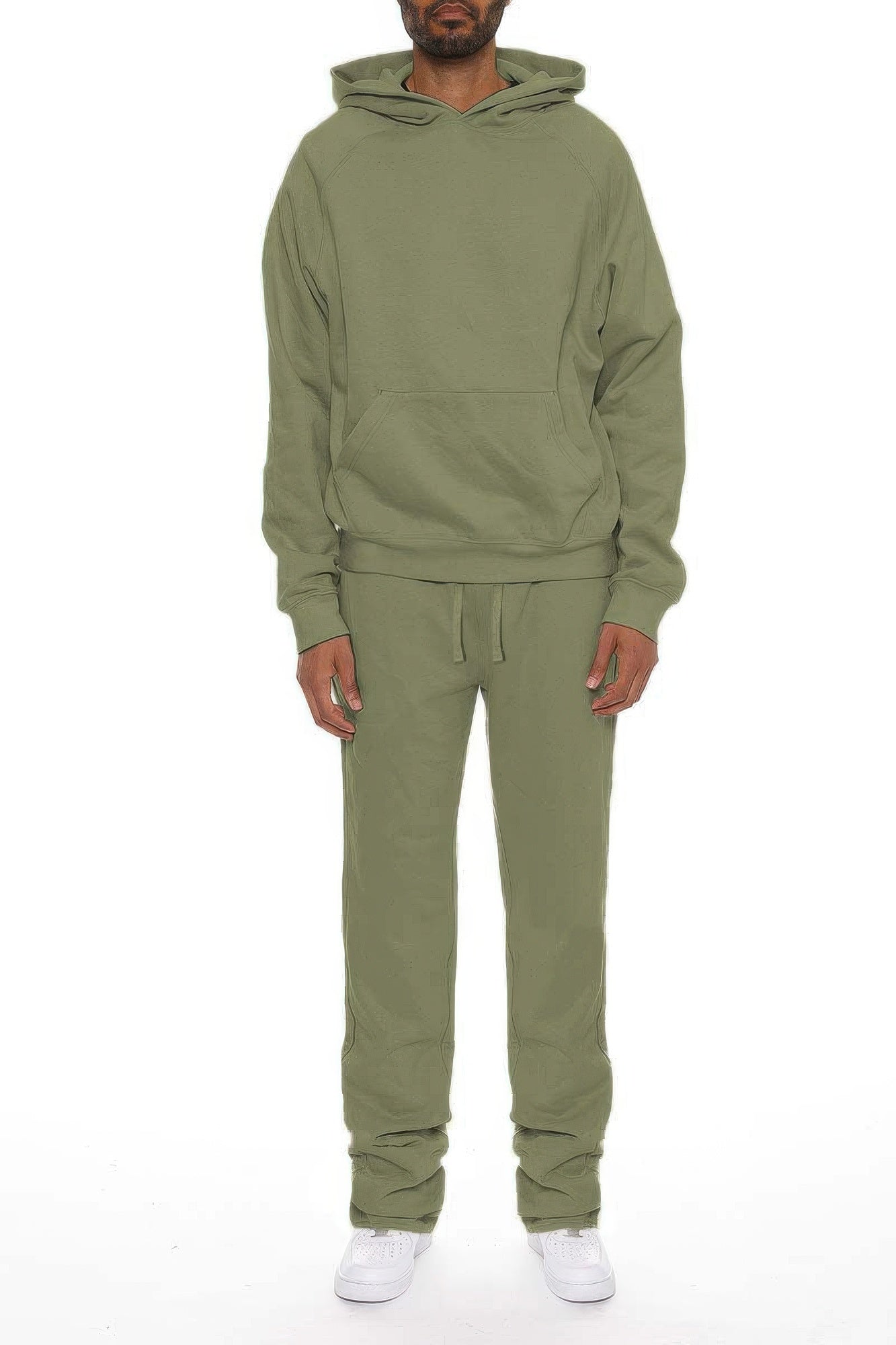 Men's black solid stacked flared set by Golden Heir, featuring stylish matching top and pants for a modern look.