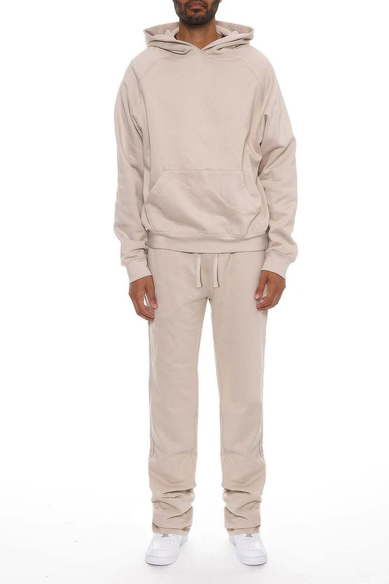 Golden Heir men's solid stacked flared set in black, featuring a stylish, fitted top and matching flared pants.