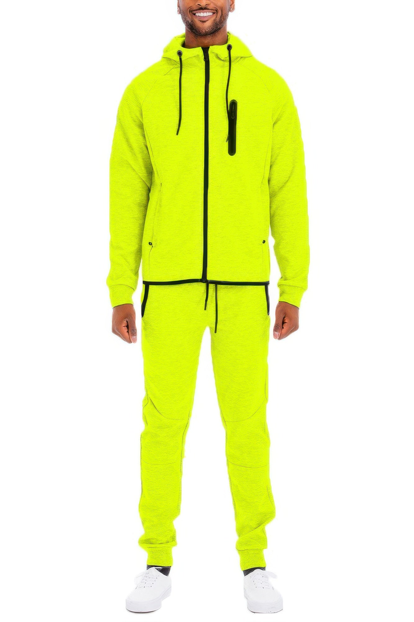 Golden Heir men's full zip sweat pant set in black, includes matching joggers and hoodie for a comfortable, stylish look.