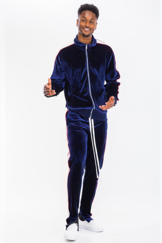Golden Heir men's velour track jacket in black, part of men's sets, with a sleek and comfortable fit.