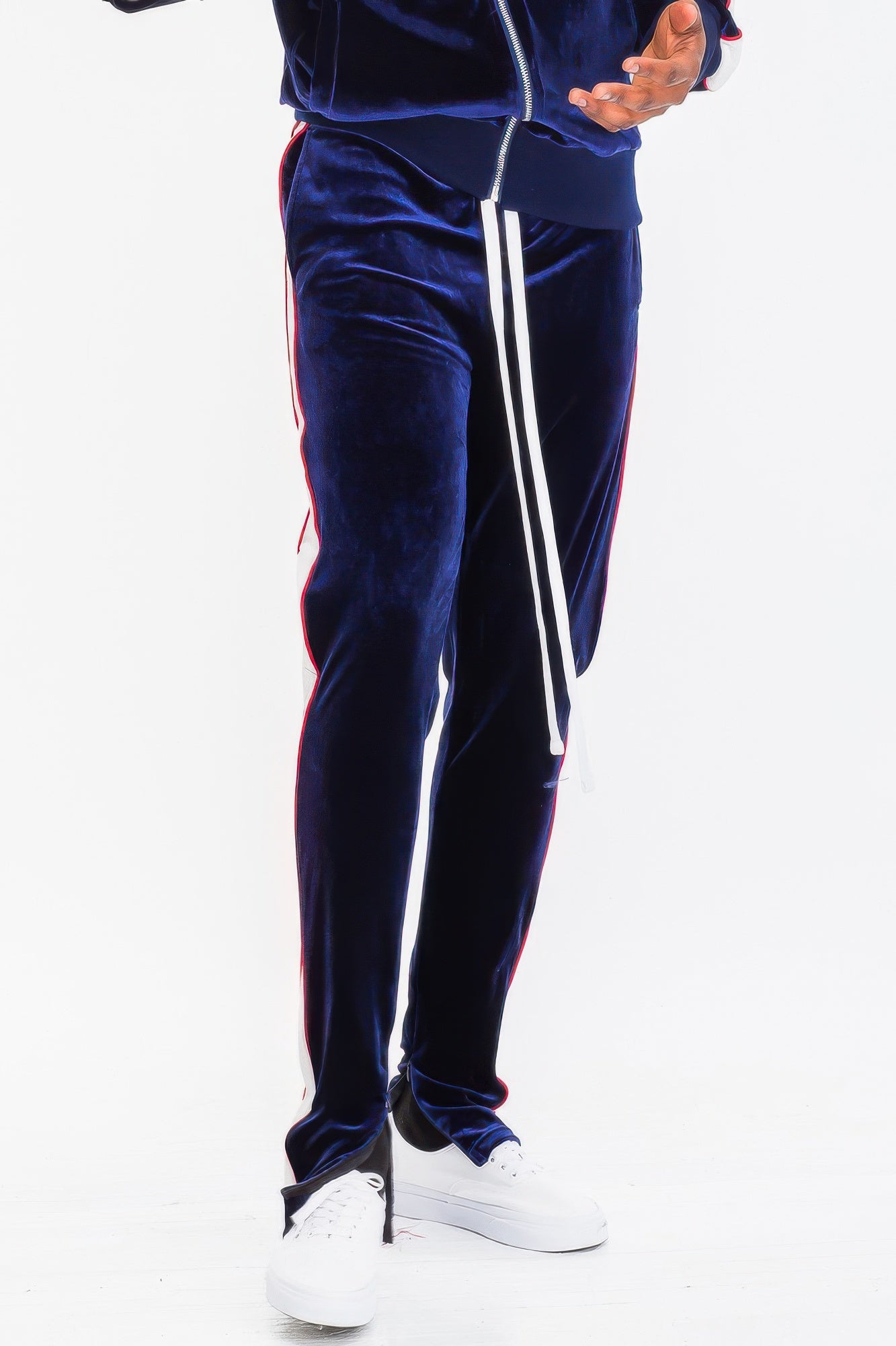 Golden Heir men's velour track jacket in black, part of men's sets, featuring a stylish, comfortable design with a full zip front.