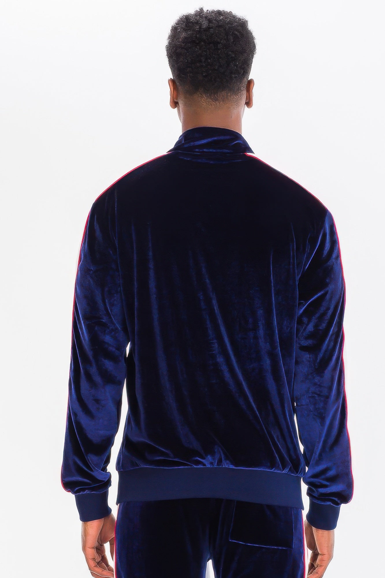Golden Heir men's velour track jacket in black, part of men's sets, featuring a stylish and comfortable velour fabric.