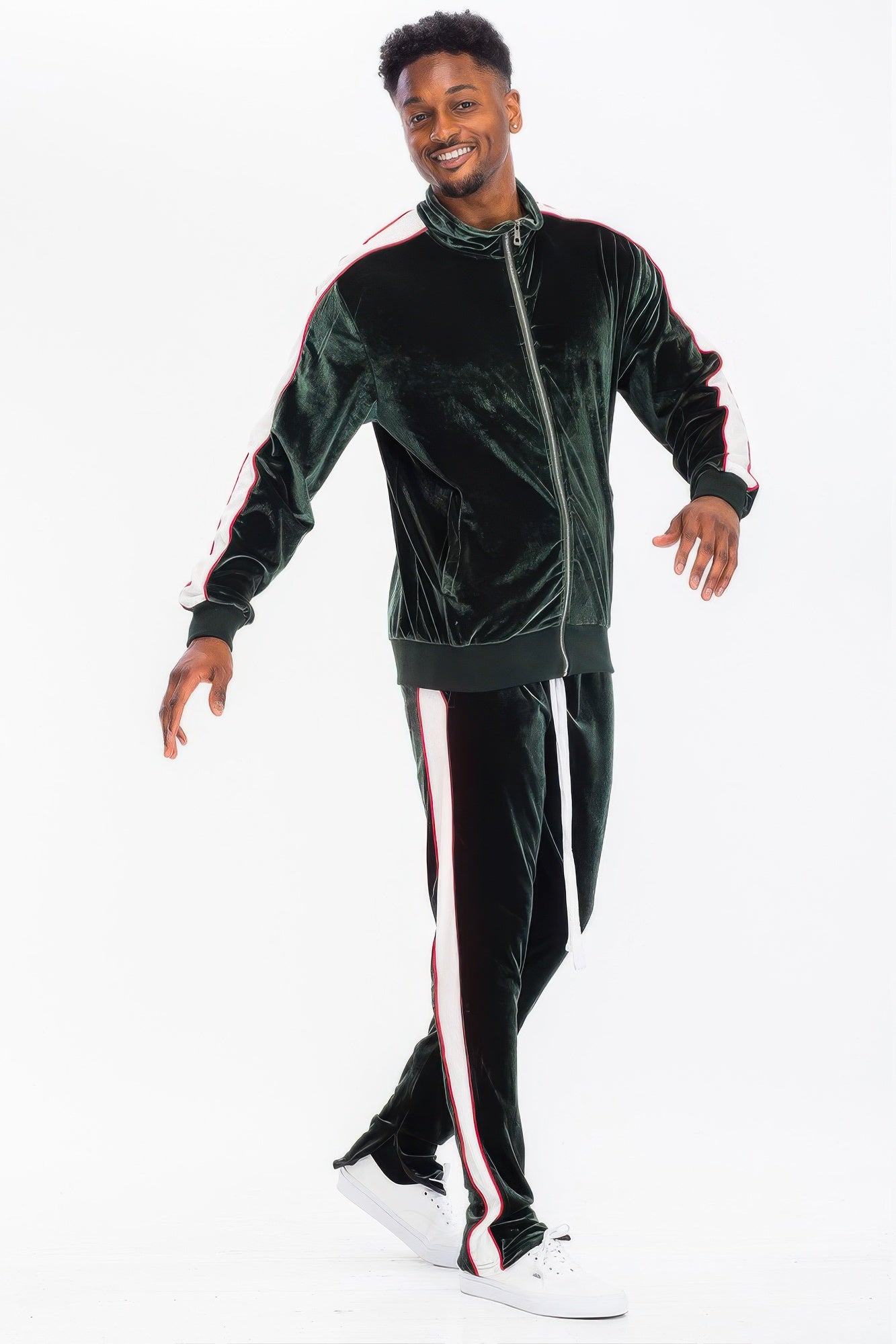 Golden Heir men's velour track jacket in black, part of men's sets, featuring a stylish and comfortable design.