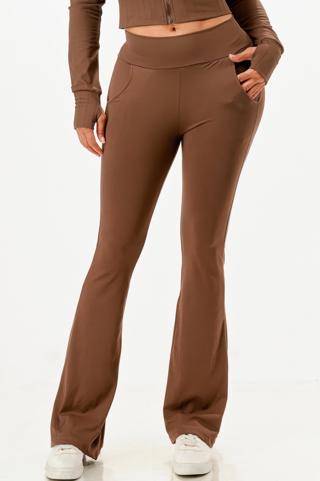 Golden Heir butter soft crop hoodie and flare pants set, stylish outfit with cozy hoodie and flowy pants, perfect for casual wear.