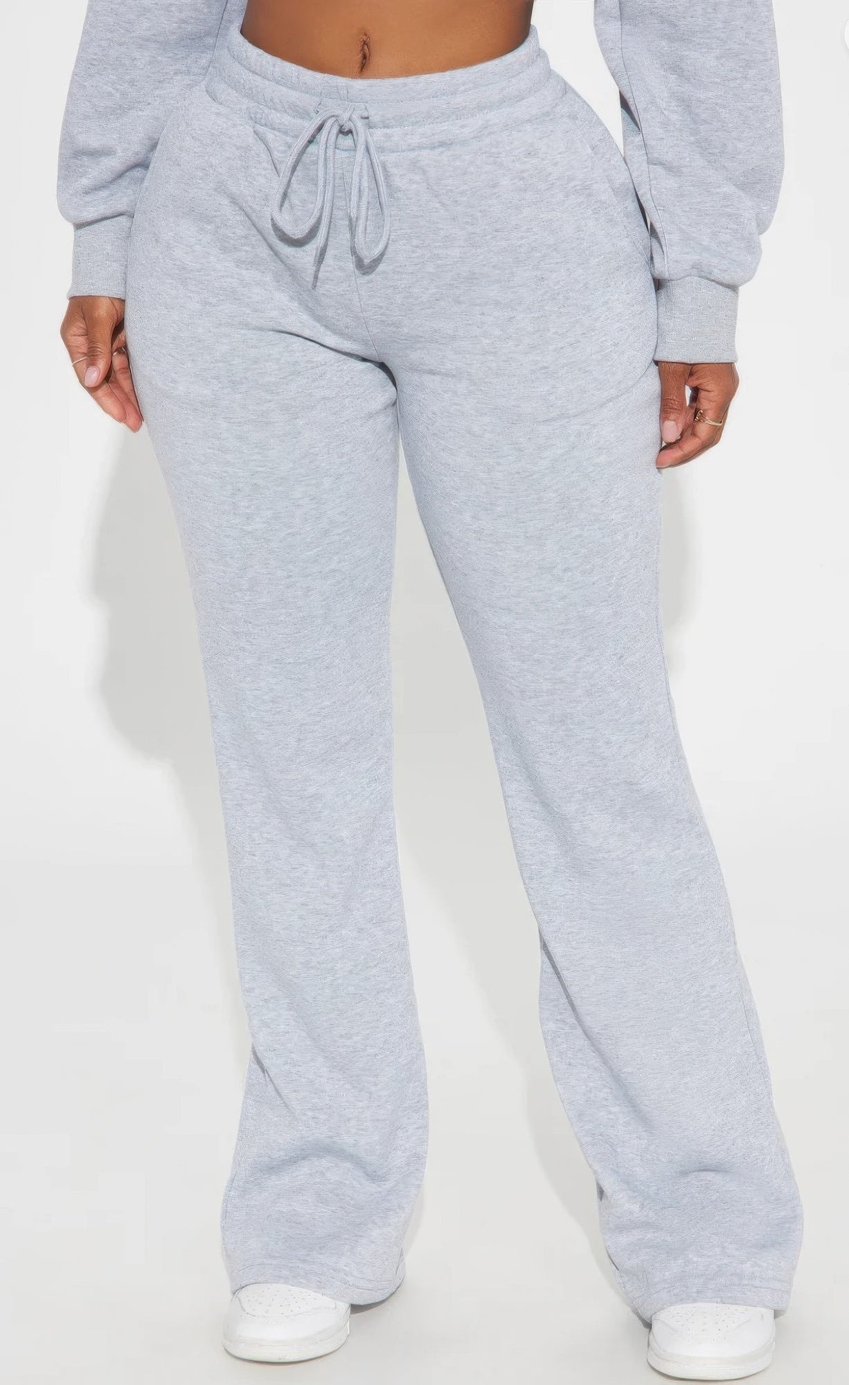 Gray lounge flare pants by Golden Heir featuring a relaxed fit and comfortable waistband.