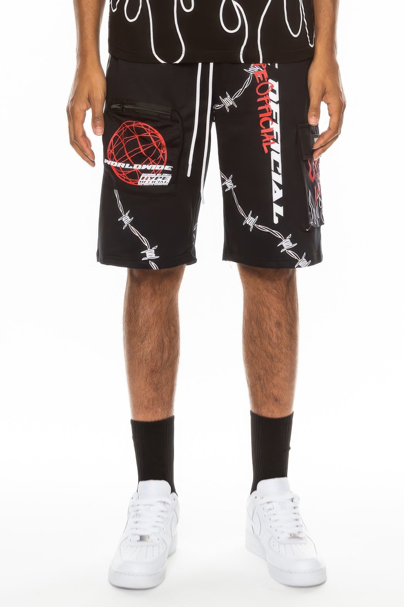 Black Golden Heir Hype Official Print Shorts with gold and white graphic design, casual fit, and comfortable fabric.