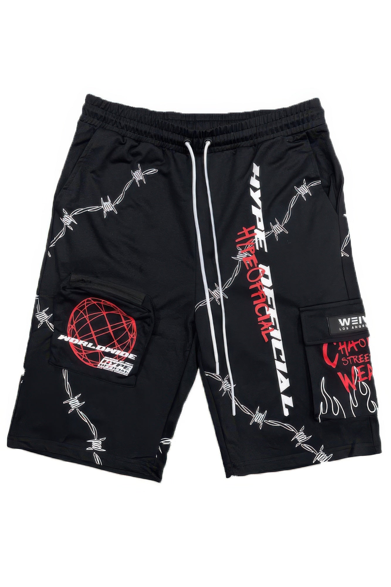 Black Golden Heir print shorts featuring bold gold design, casual fit, ideal for streetwear and stylish everyday wear.