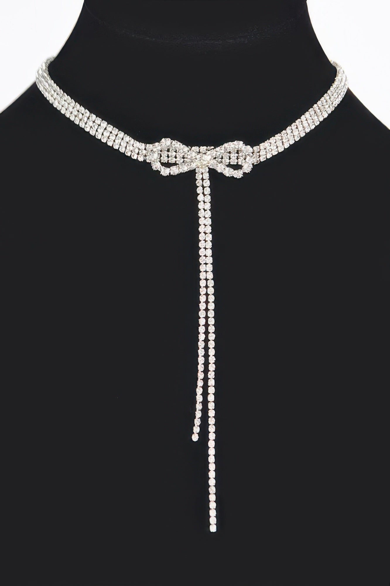 Golden Heir Elowen Bow-Tie Rhinestone Choker with clear and golden stones, 10.5 inches, statement jewelry for elegant occasions.