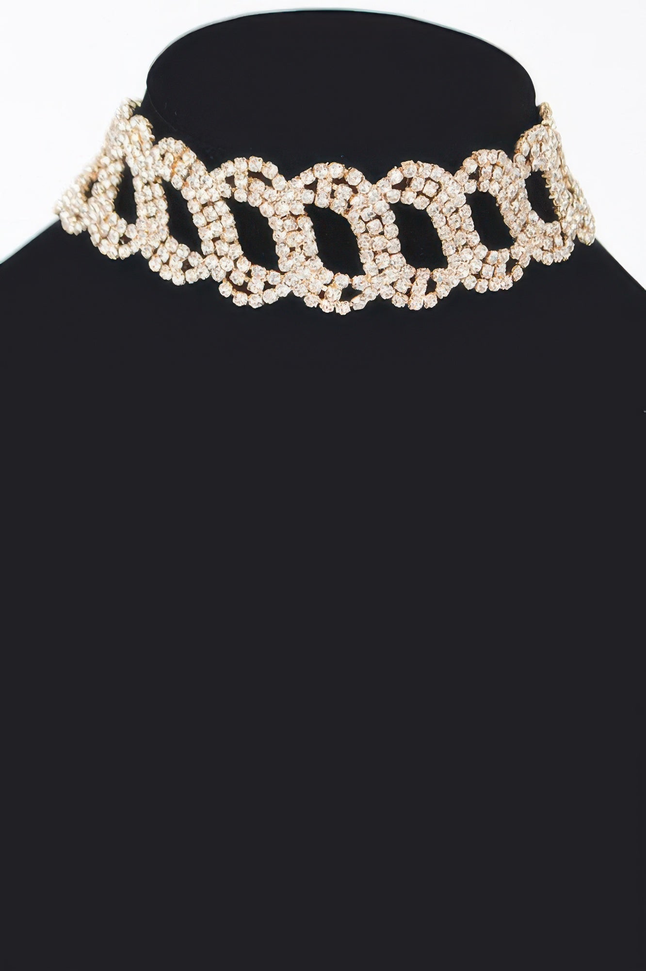 Golden Heir Aurelian rhinestone chain choker in sterling silver with sparkling rhinestones, stylish and elegant jewelry accessory.