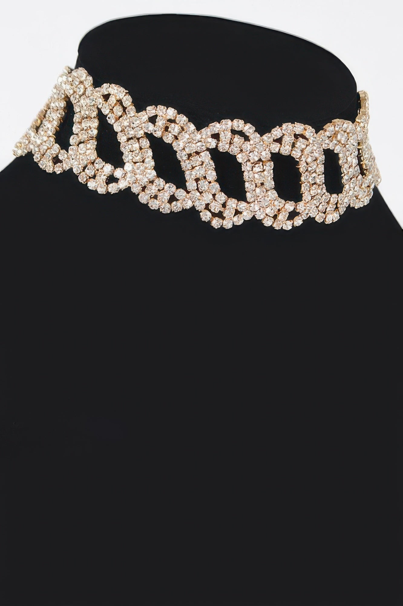Golden Heir Aurelian Rhinestone Chain Choker featuring sparkling rhinestones on a silver-toned chain.