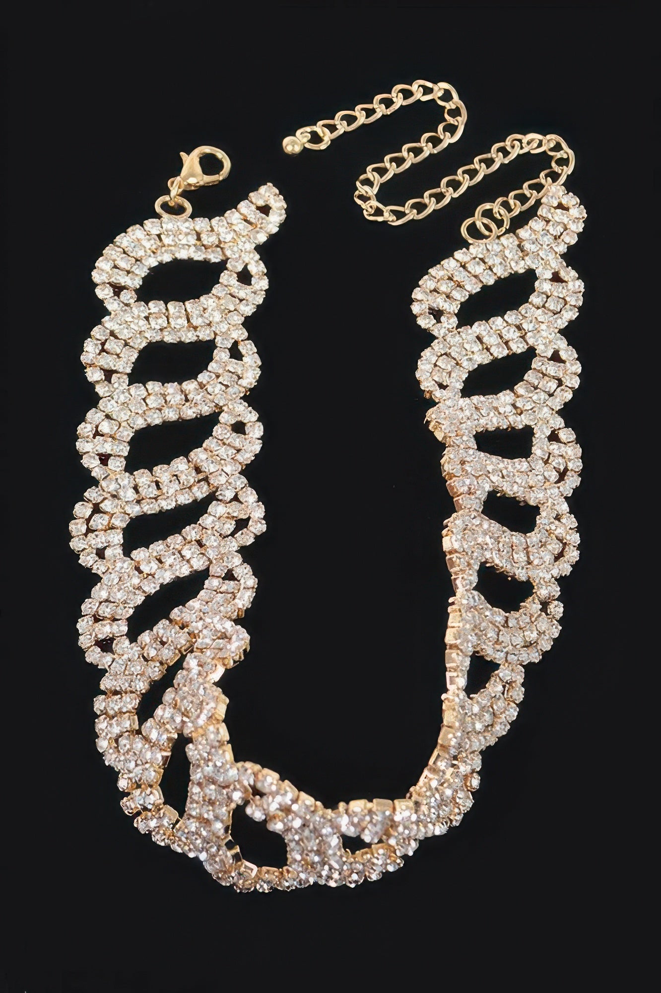 Golden Heir Aurelian Rhinestone Chain Choker featuring sparkling rhinestones on a sleek sterling silver design.