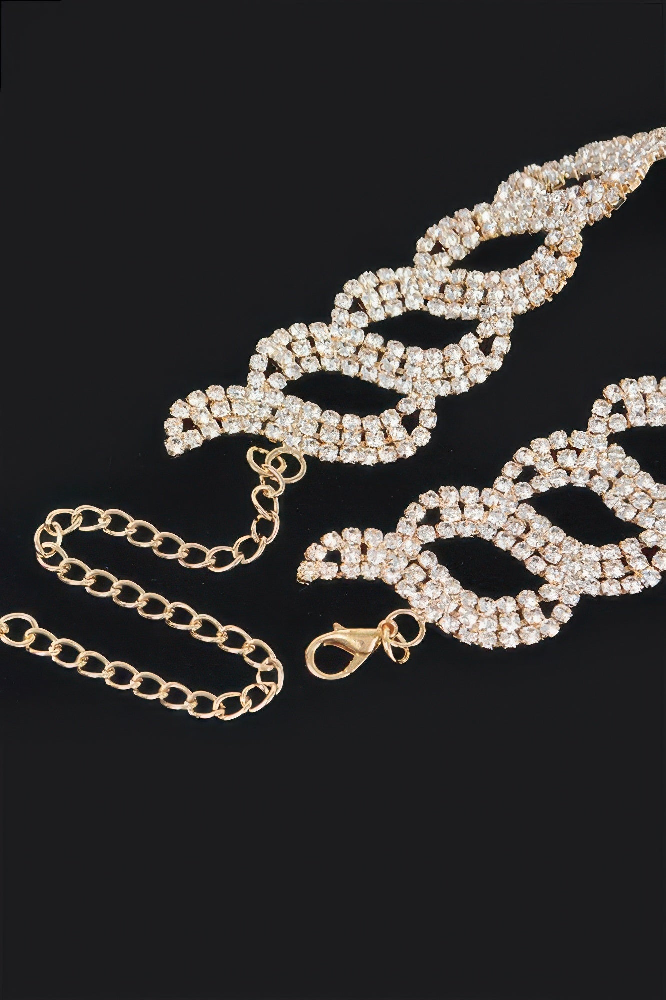 Golden Heir Aurelian rhinestone chain choker featuring sparkling rhinestones on a sterling silver chain.