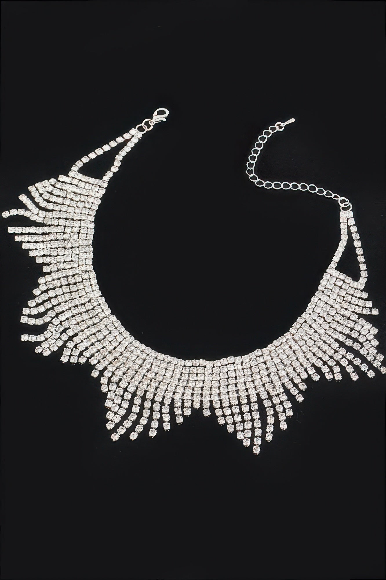 Golden Heir Astraea rhinestone drop choker with sparkling rhinestones on sterling silver chain, stylish and elegant jewelry accessory.