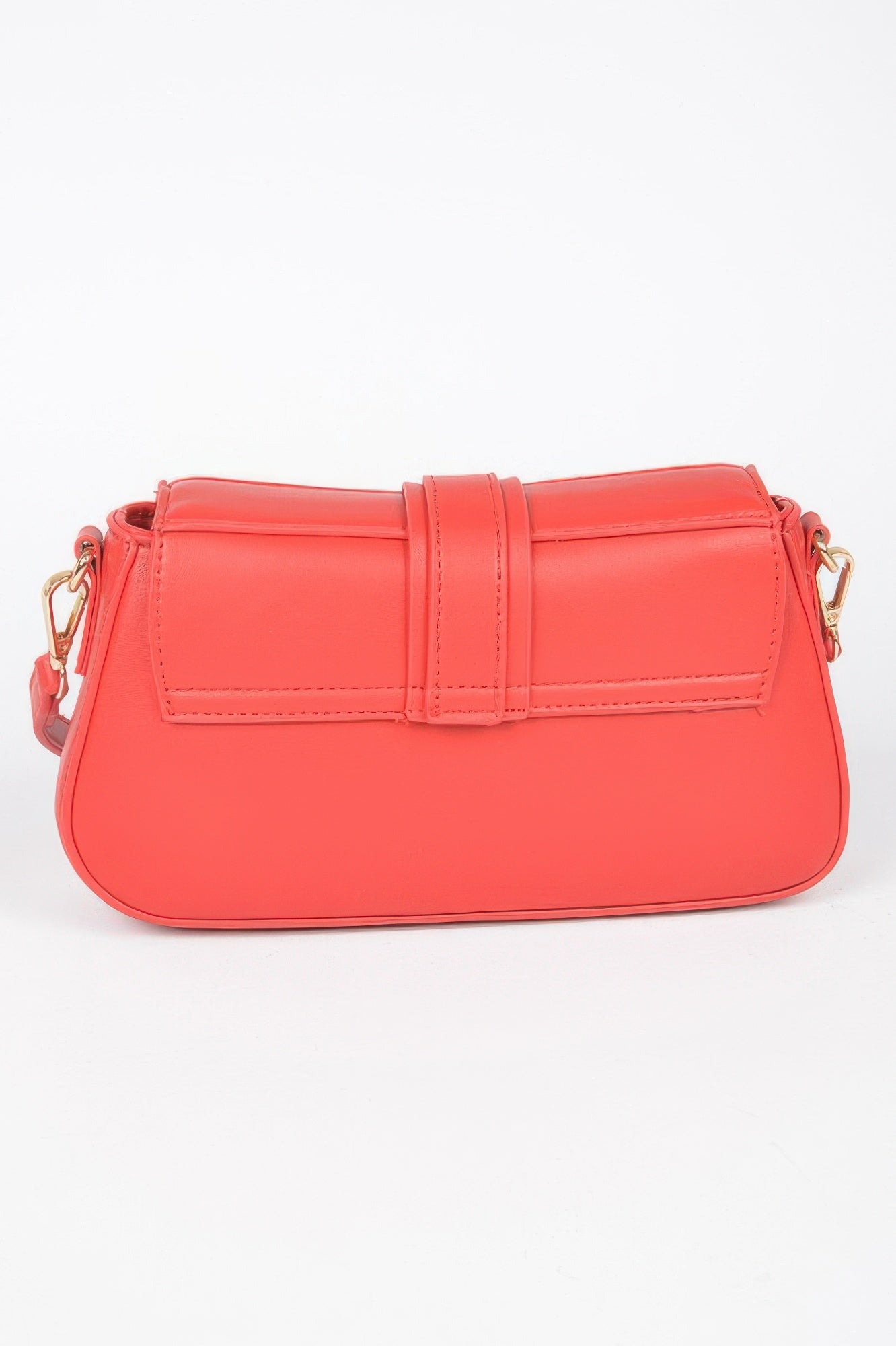 Golden Heir vegan metal buckle shoulder bag in black with gold accents, showcasing adjustable strap and stylish design.