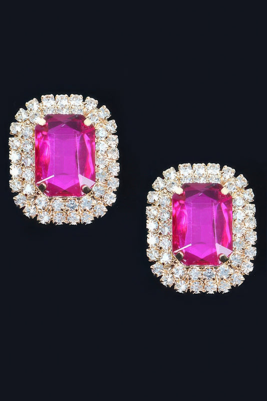 Golden Heir rhinestone stud earrings featuring sparkling stones on gold-tone metal, elegant and perfect for everyday wear.