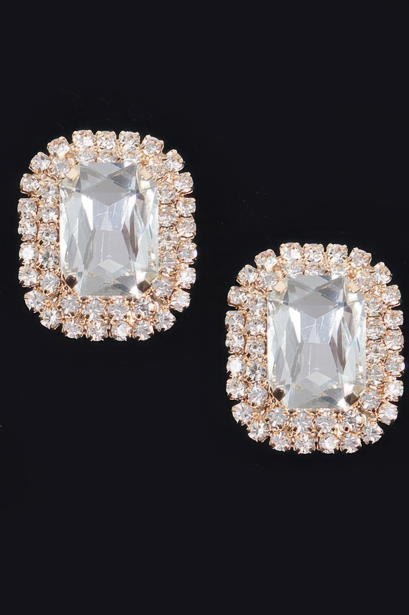 Golden Heir rhinestone stud earrings featuring sparkling gemstones on gold-toned metal for elegant, everyday wear.