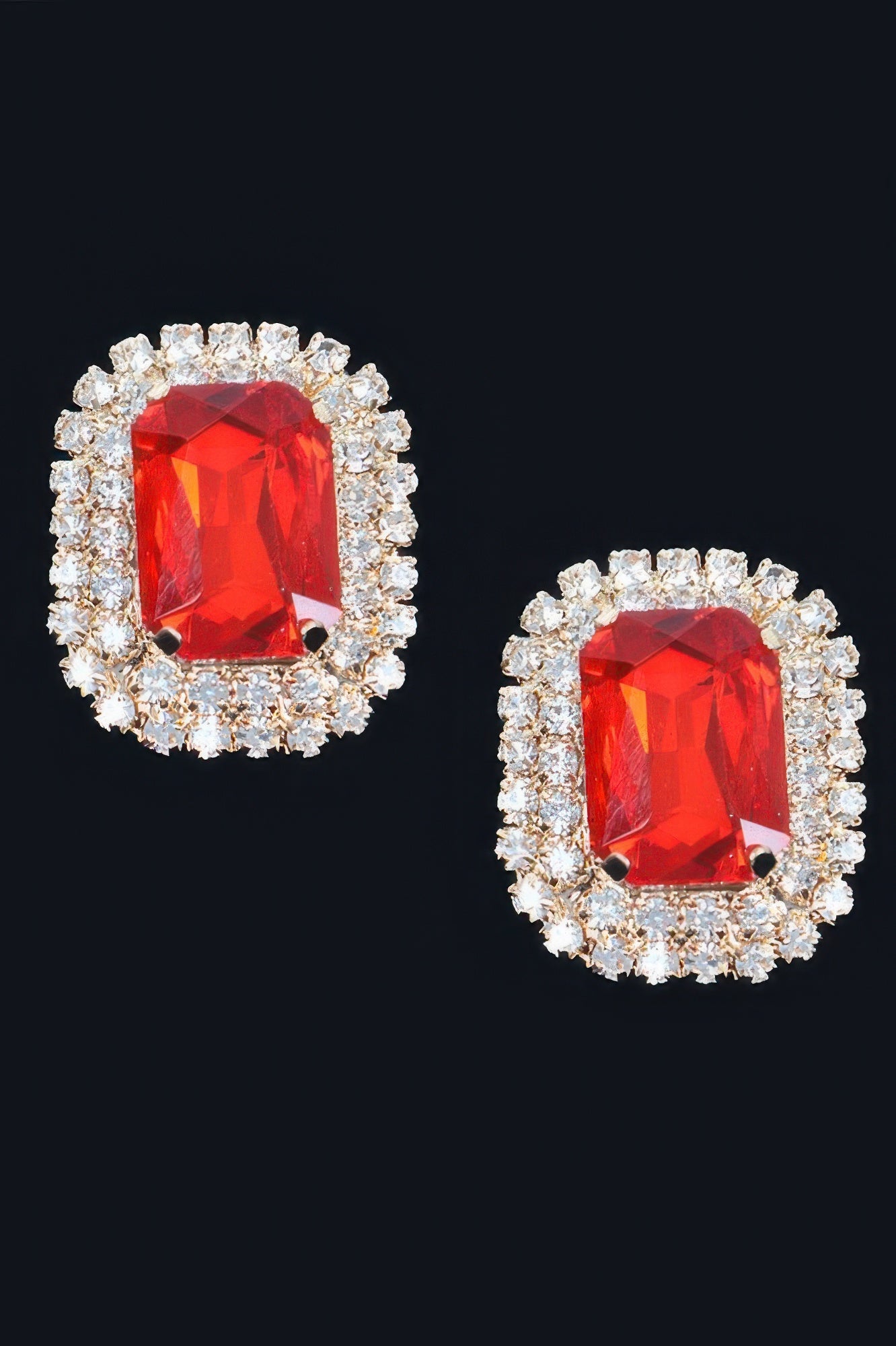 Golden Heir Rhinestone Stud Earrings featuring sparkling stones on gold-tone metal, perfect for elegant everyday wear.