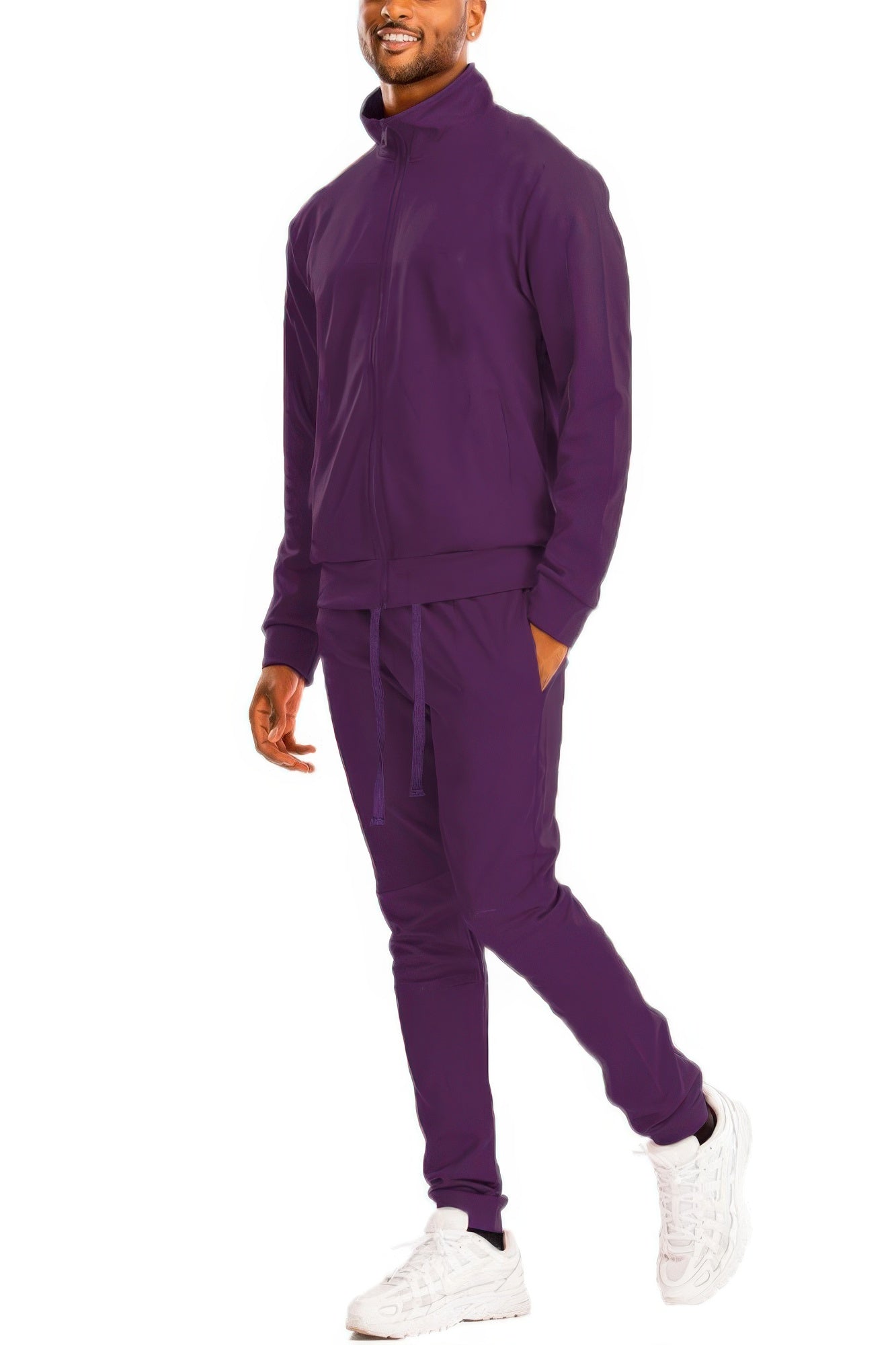 Golden Heir black full zip track jacket with solid design, featuring a sleek, athletic fit and comfortable fabric.