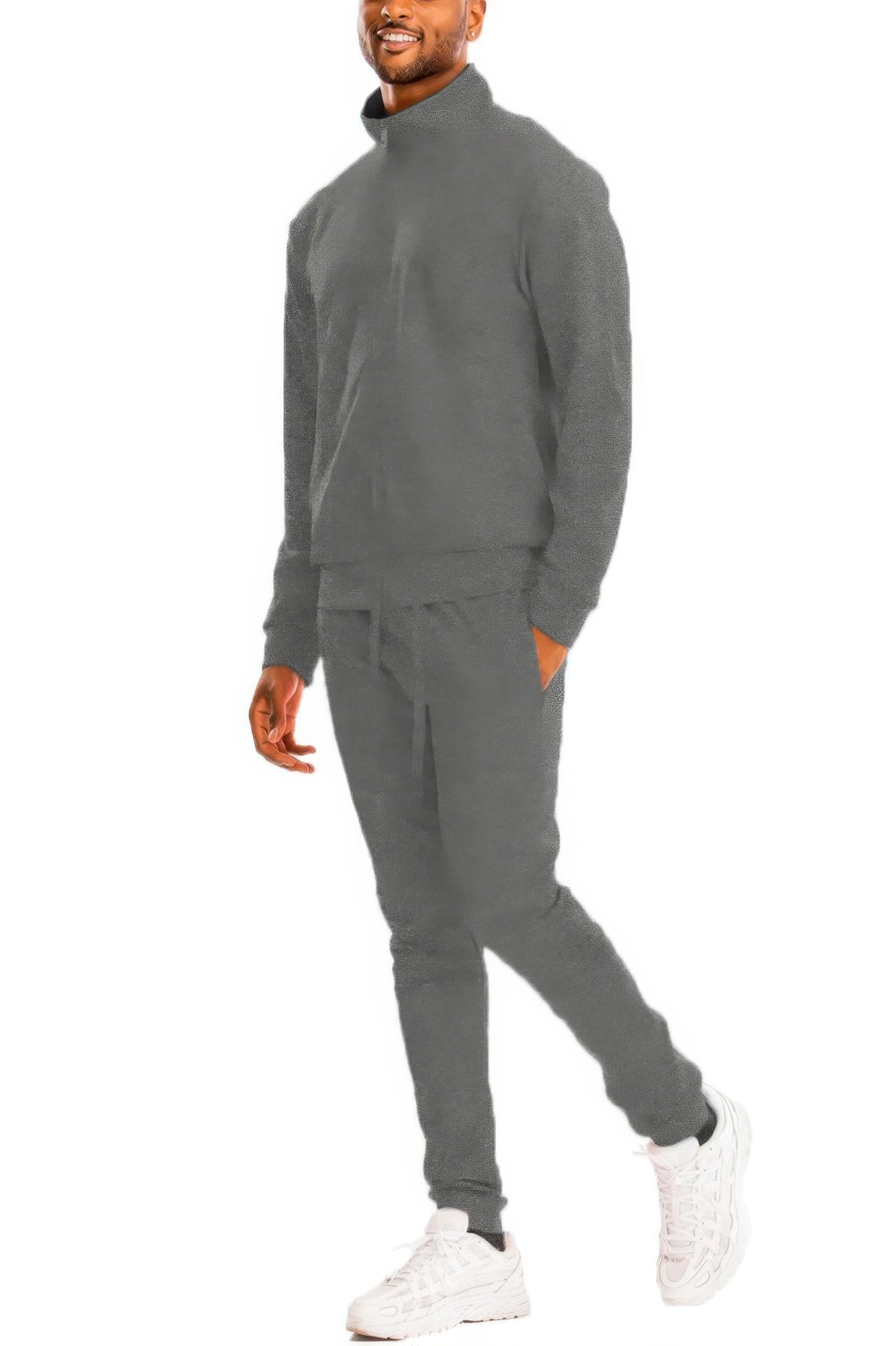 Black Golden Heir full-zip track jacket with solid design, featuring a stand collar and athletic fit for active wear.