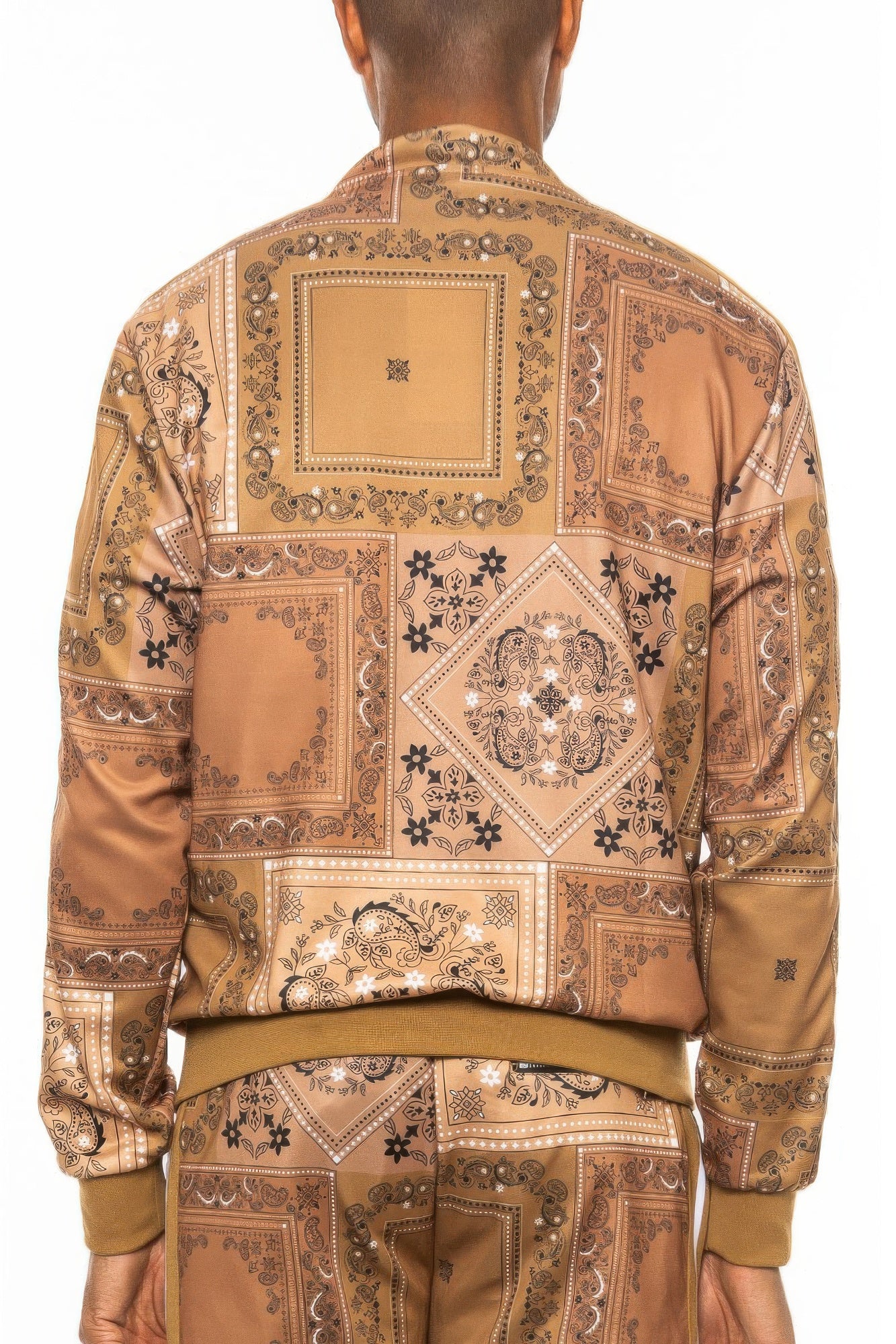 Golden Heir men's black paisley bandana track jacket with a stylish design and comfortable fit.