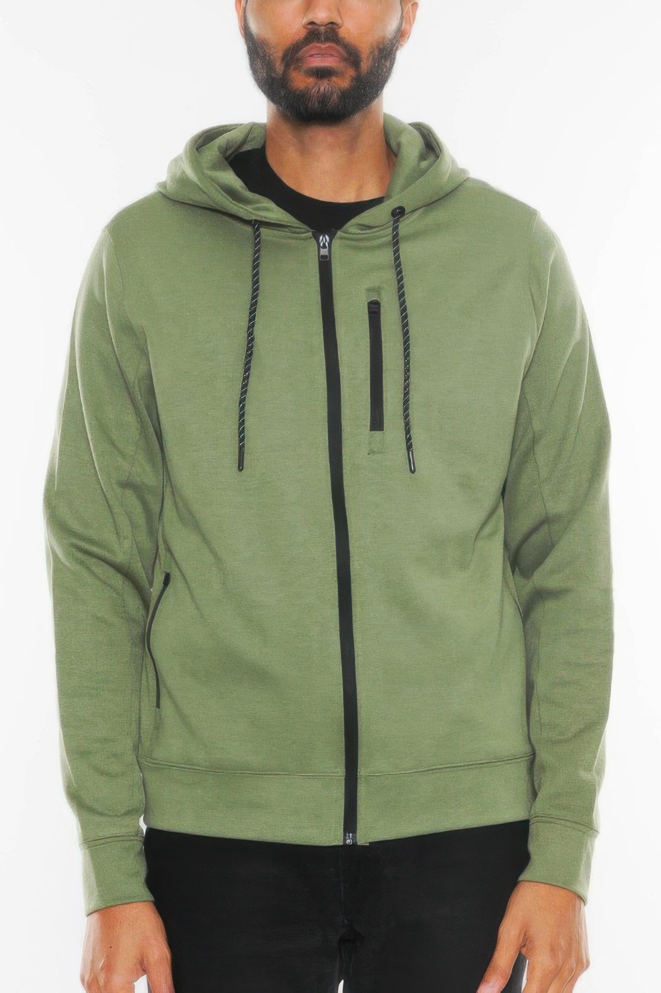 Golden Heir solid heathered black zip-up track jacket, lightweight athletic outerwear with a full front zipper and casual fit.