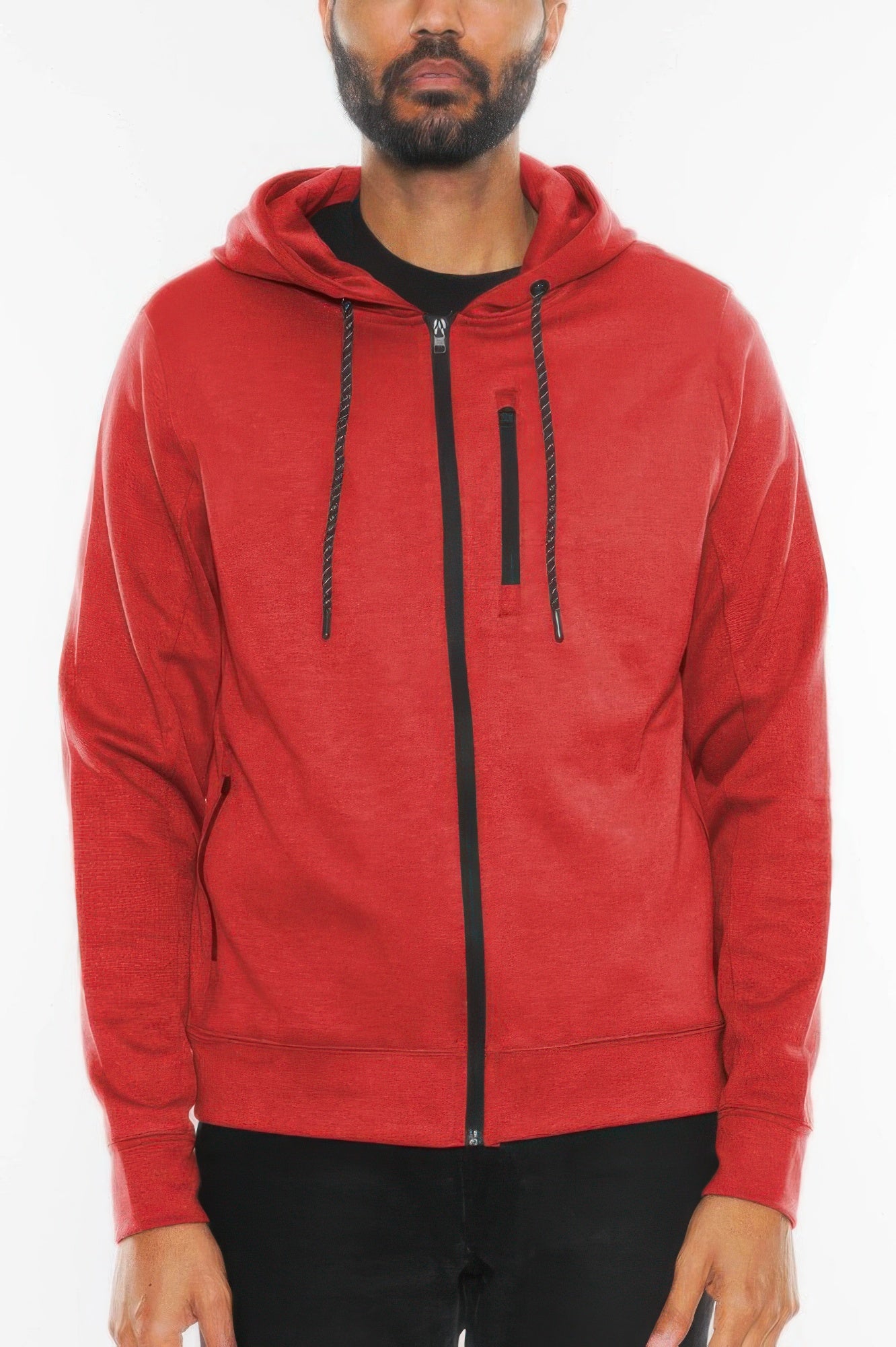 Golden Heir solid heathered black zip-up track jacket with a stand collar and front pockets, designed for athletic and casual wear.