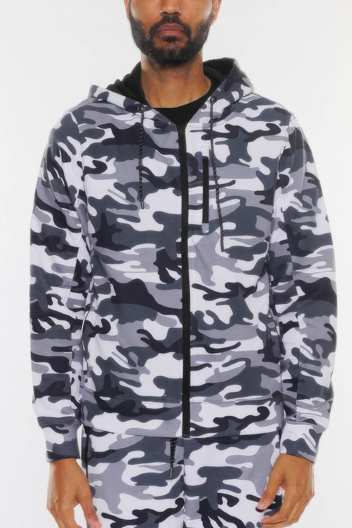 Golden Heir solid heathered black zip-up track jacket, lightweight athletic jacket with a full front zipper and stand collar.