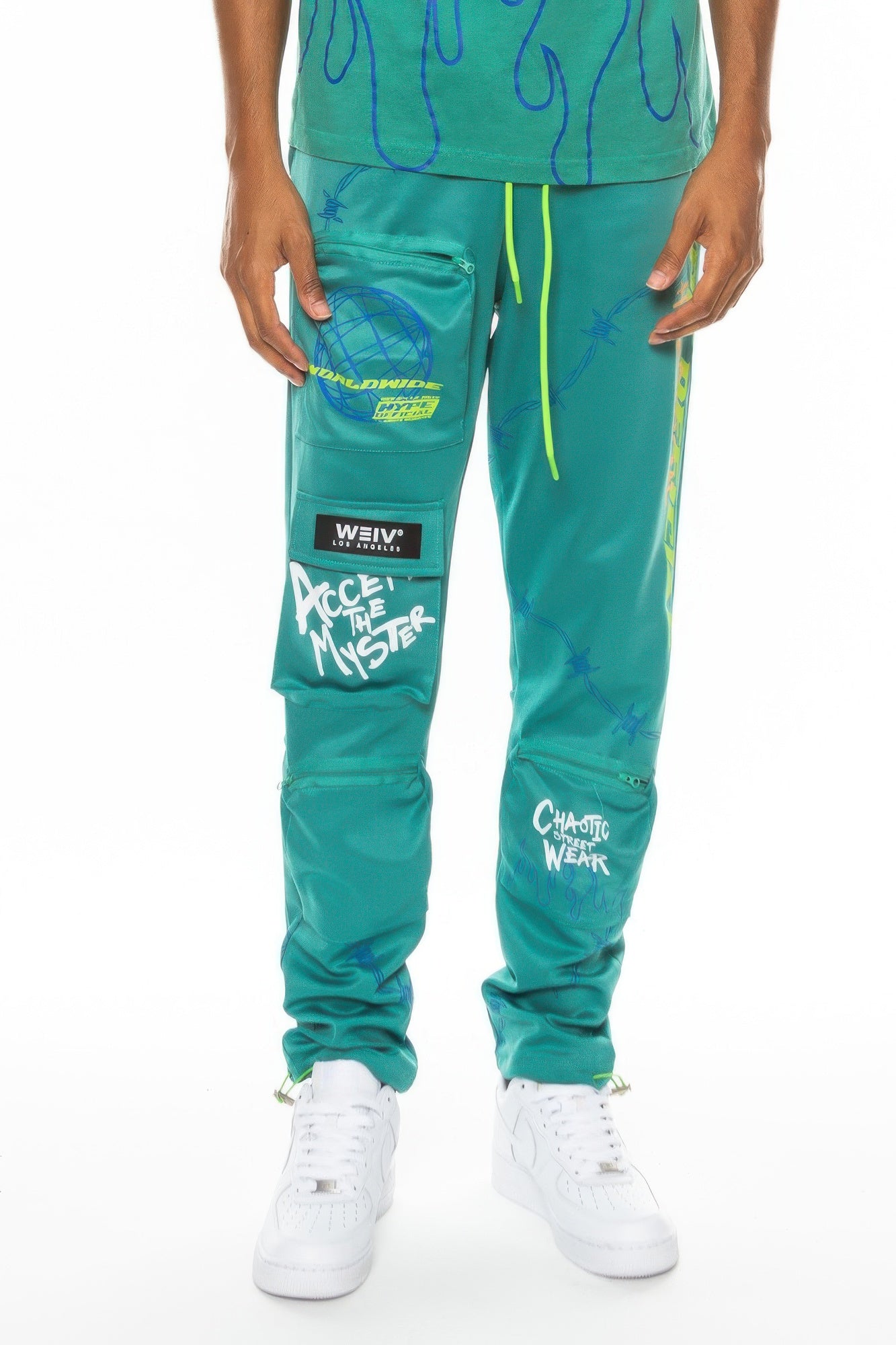 Black Golden Heir Hype Official Print Track Pants with logo design, made of comfortable athletic fabric.