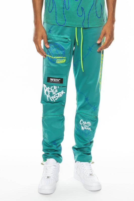 Black Golden Heir Hype Official Print Track Pants with logo design, made of comfortable athletic fabric.
