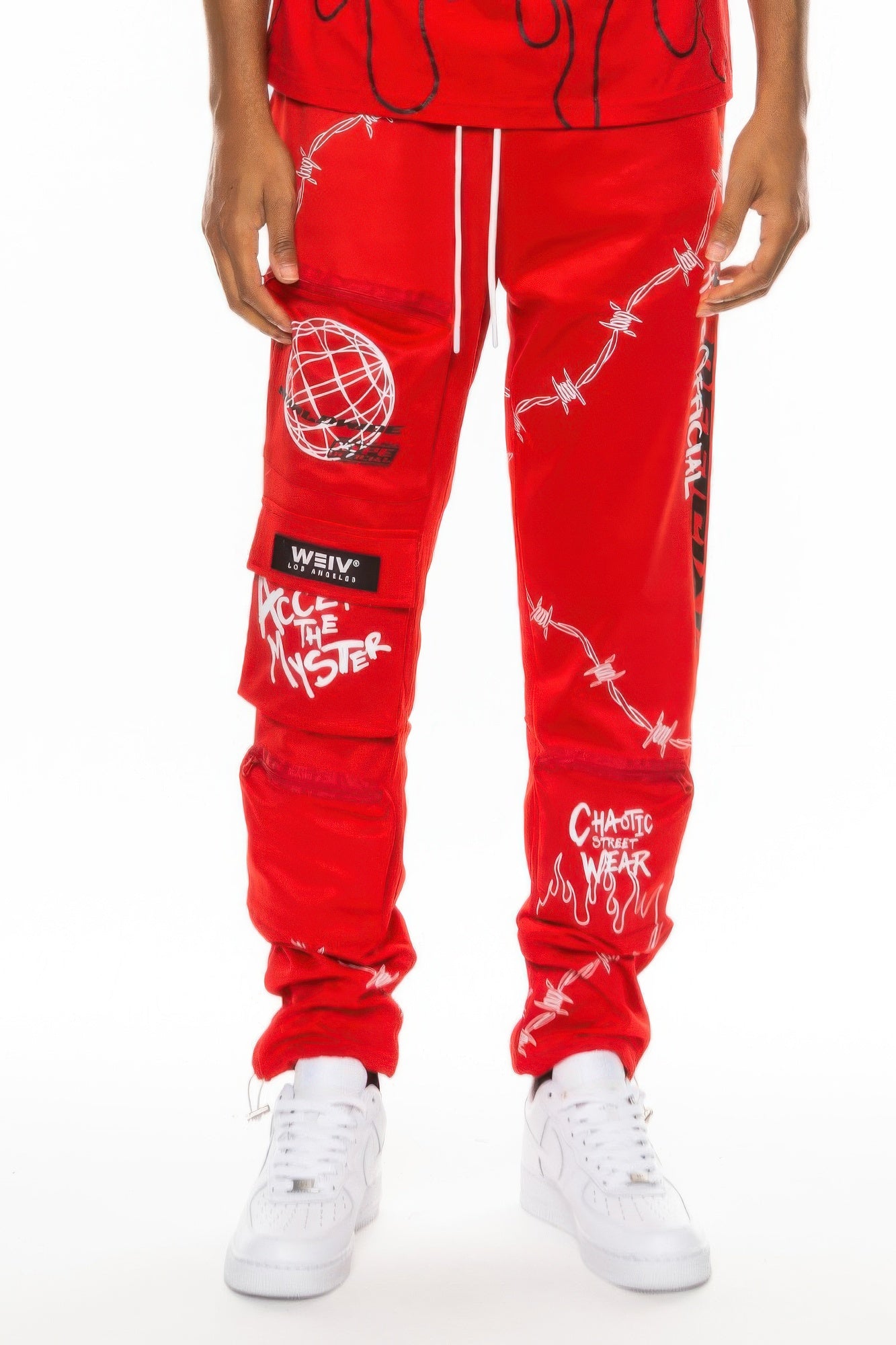 Black Golden Heir Hype Official Print Track Pants with logo design, relaxed fit, and elastic waistband.