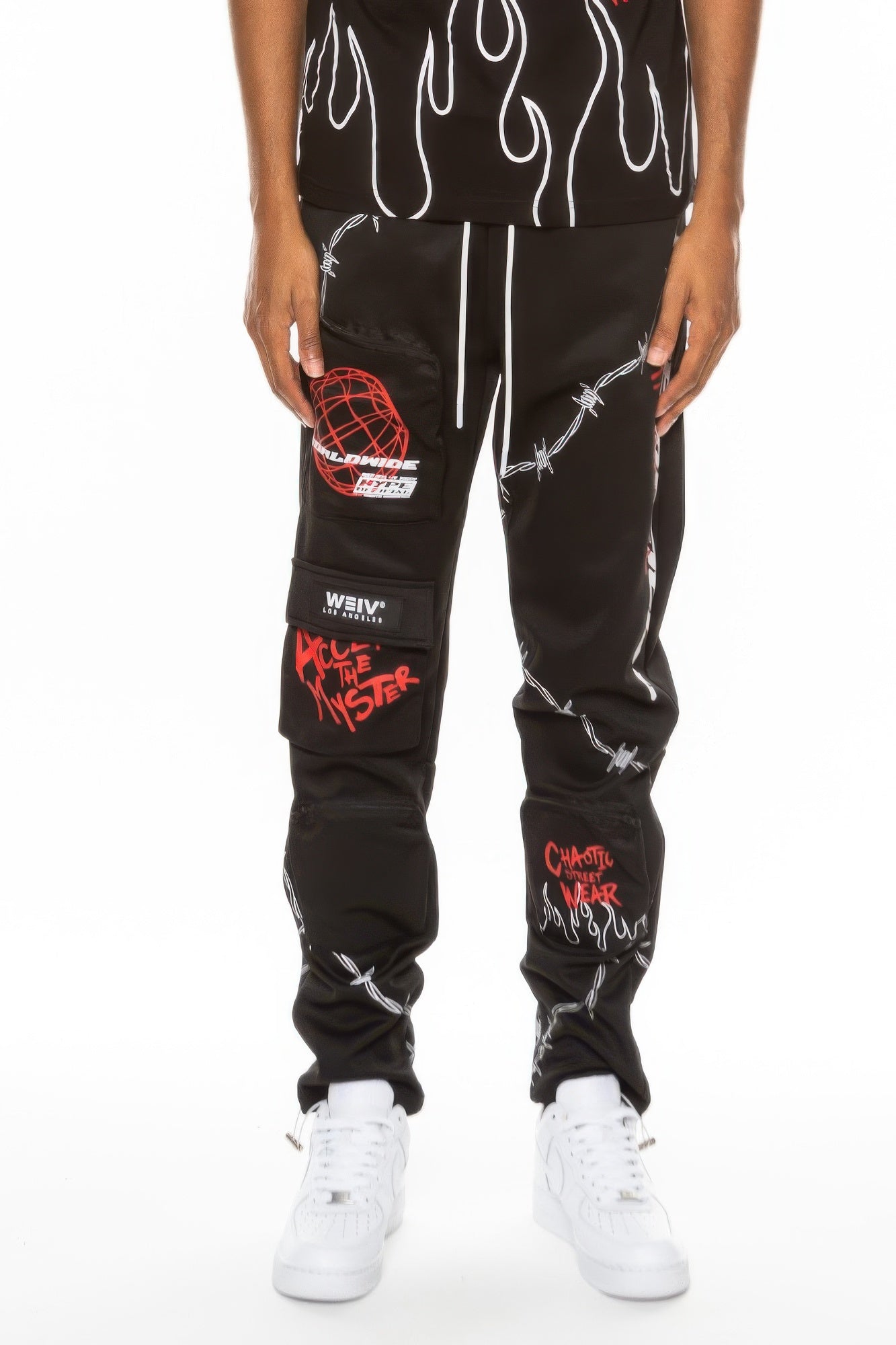 Black Golden Heir Hype Official Print Track Pants with gold logo detailing and comfortable elastic waistband.