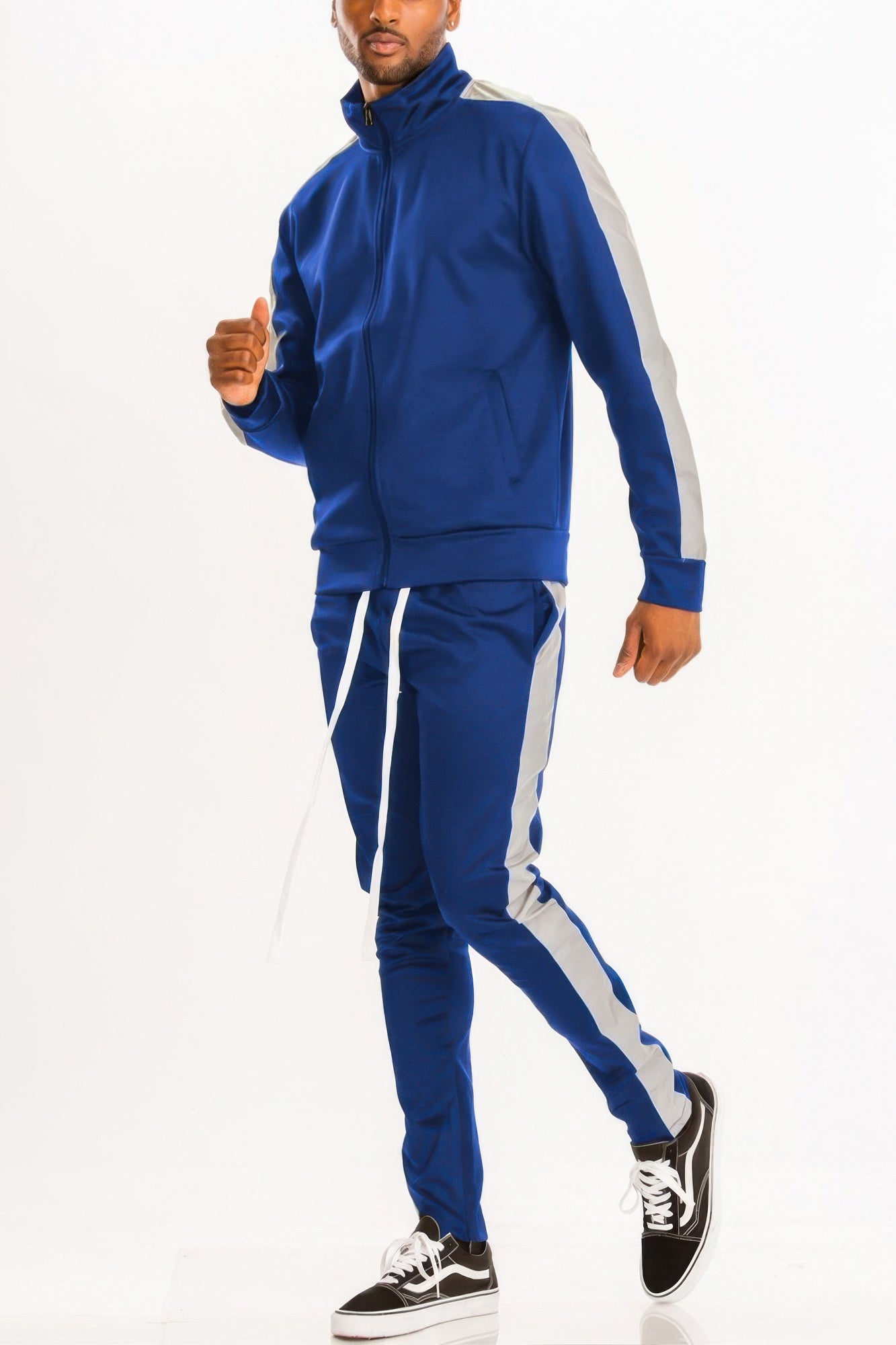 Golden Heir single stripe black and red track set, athletic apparel with stylish design, ideal for sports and casual wear.