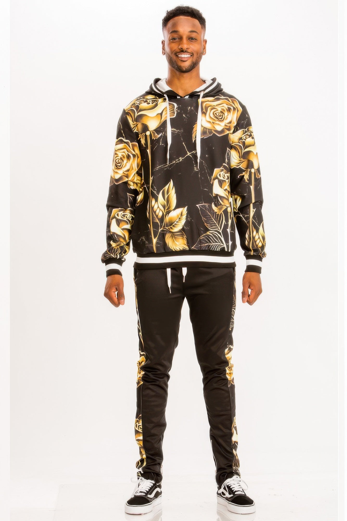 Golden Heir print hoodie and sweat set, a stylish multi-colored track set with a comfortable fit and trendy design.