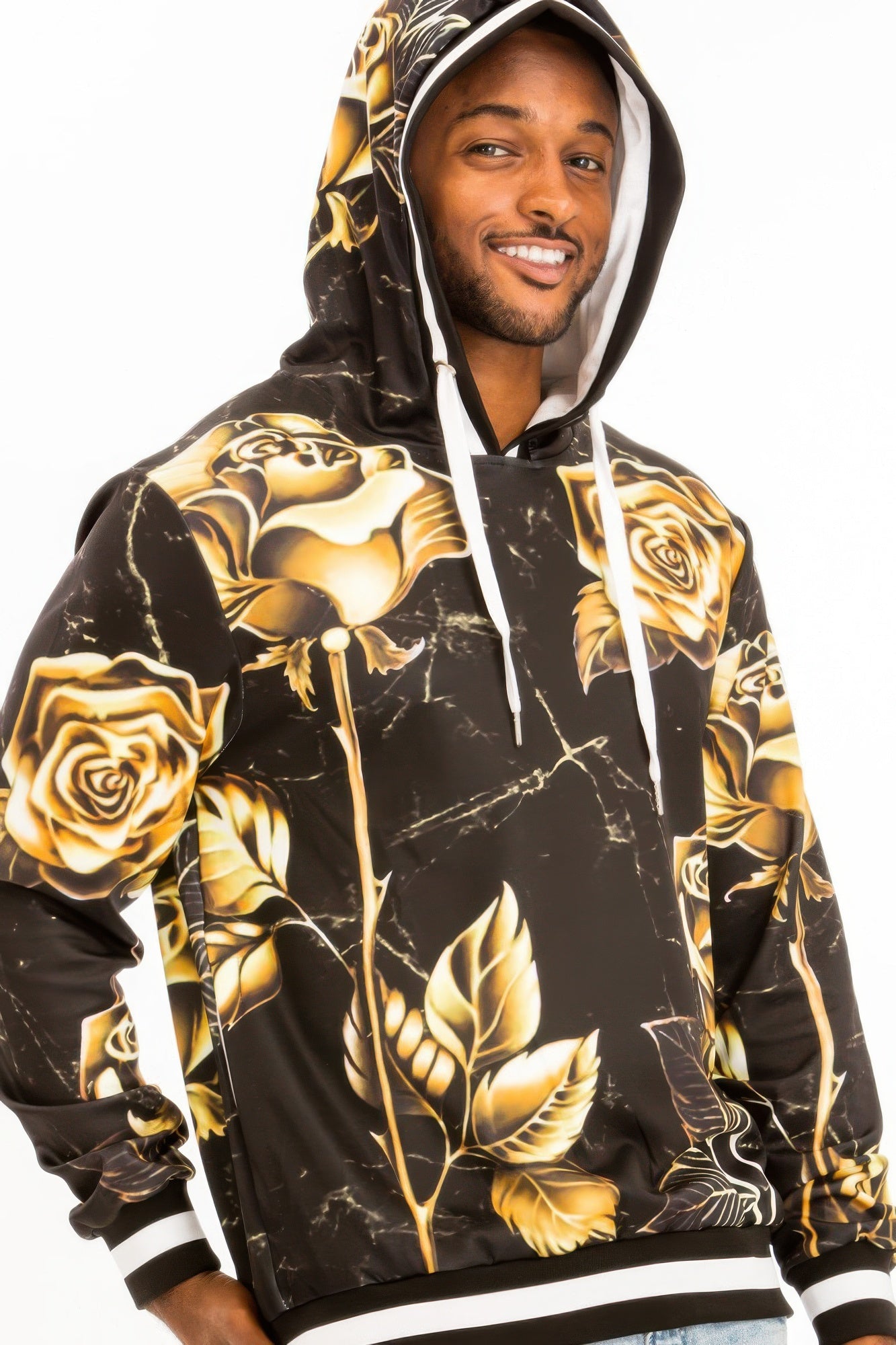 Golden Heir print hoodie and sweat set, stylish track set with vibrant gold and multi-colored design, comfortable casual wear.