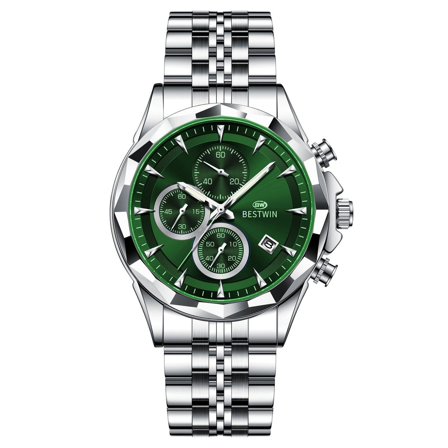 Men's Golden Heir luminous six-hand personalized watch with a black shell design, stylish and eye-catching for everyday wear.