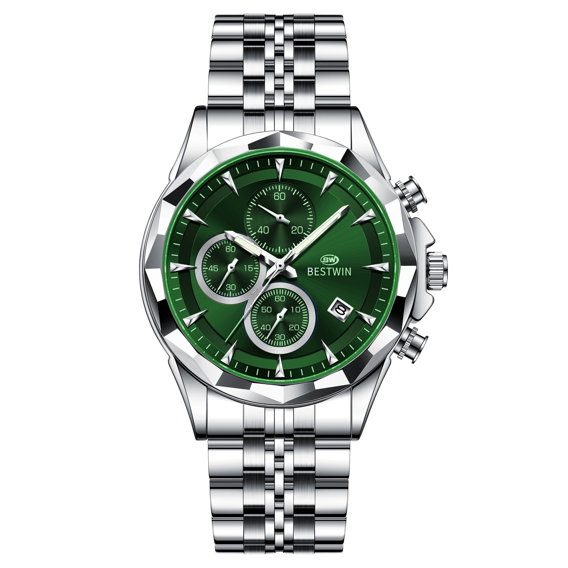 Men's Golden Heir luminous six-hand personalized watch with a black shell design, stylish and eye-catching for everyday wear.