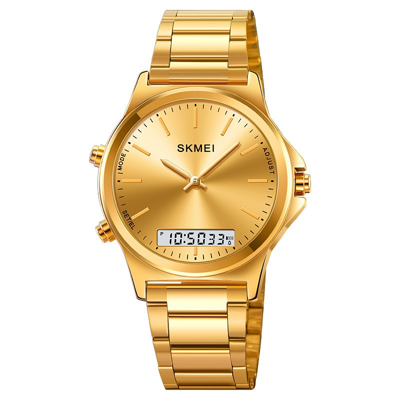 Golden Heir men's business-style multi-function steel-band watch with black shell surface, sleek and professional for formal wear