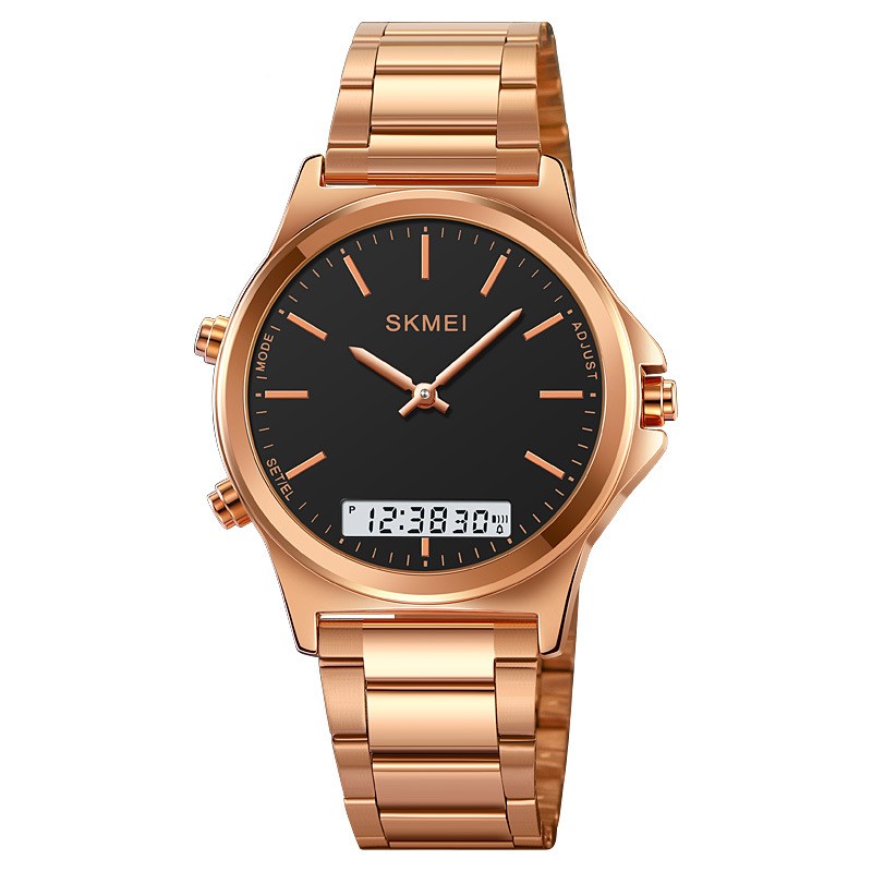 Golden Heir men's business-style steel-band watch with black dial and multi-function features, designed for a professional look.