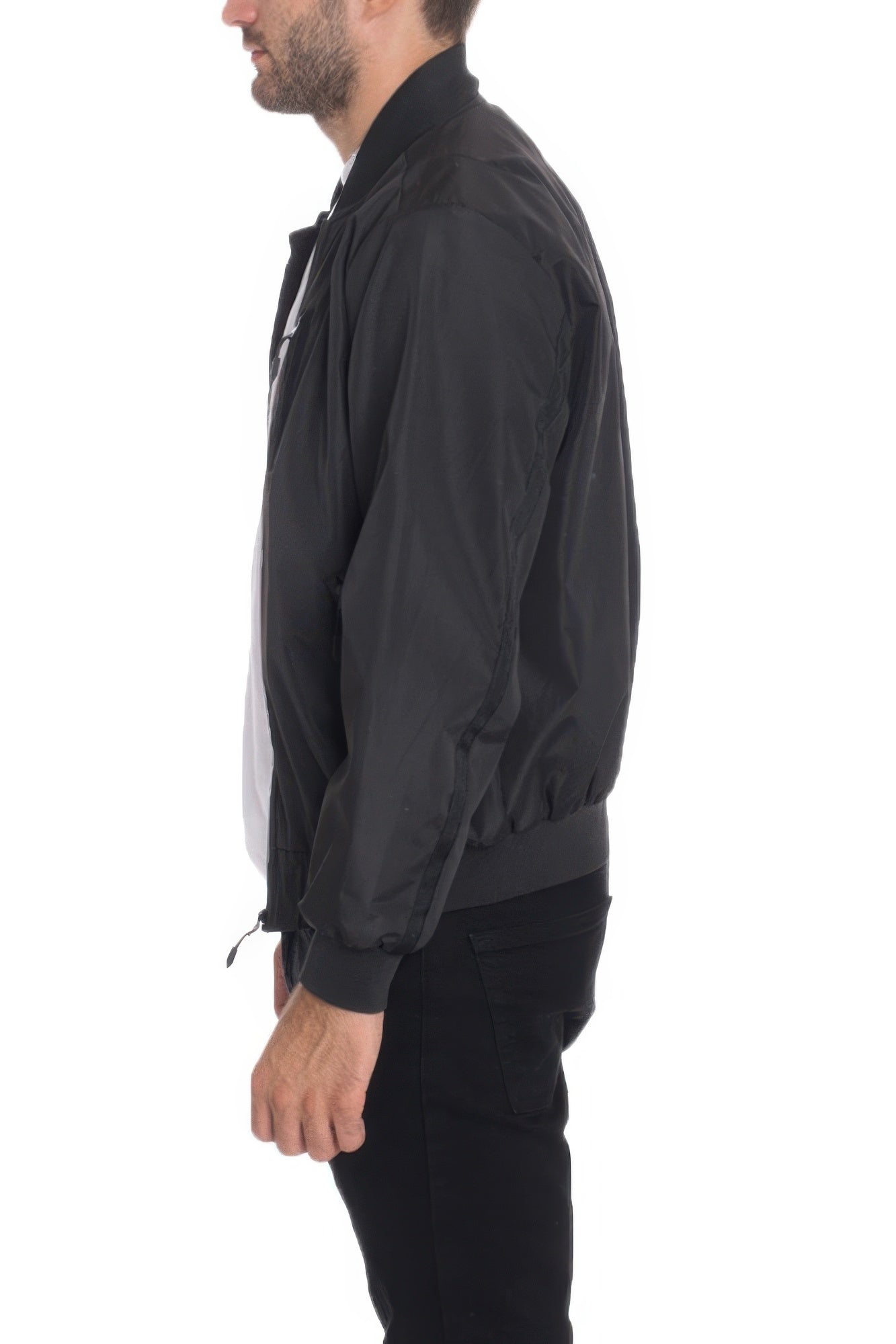 Golden Heir lightweight black windbreaker jacket with a sleek design, perfect for casual outdoor wear.